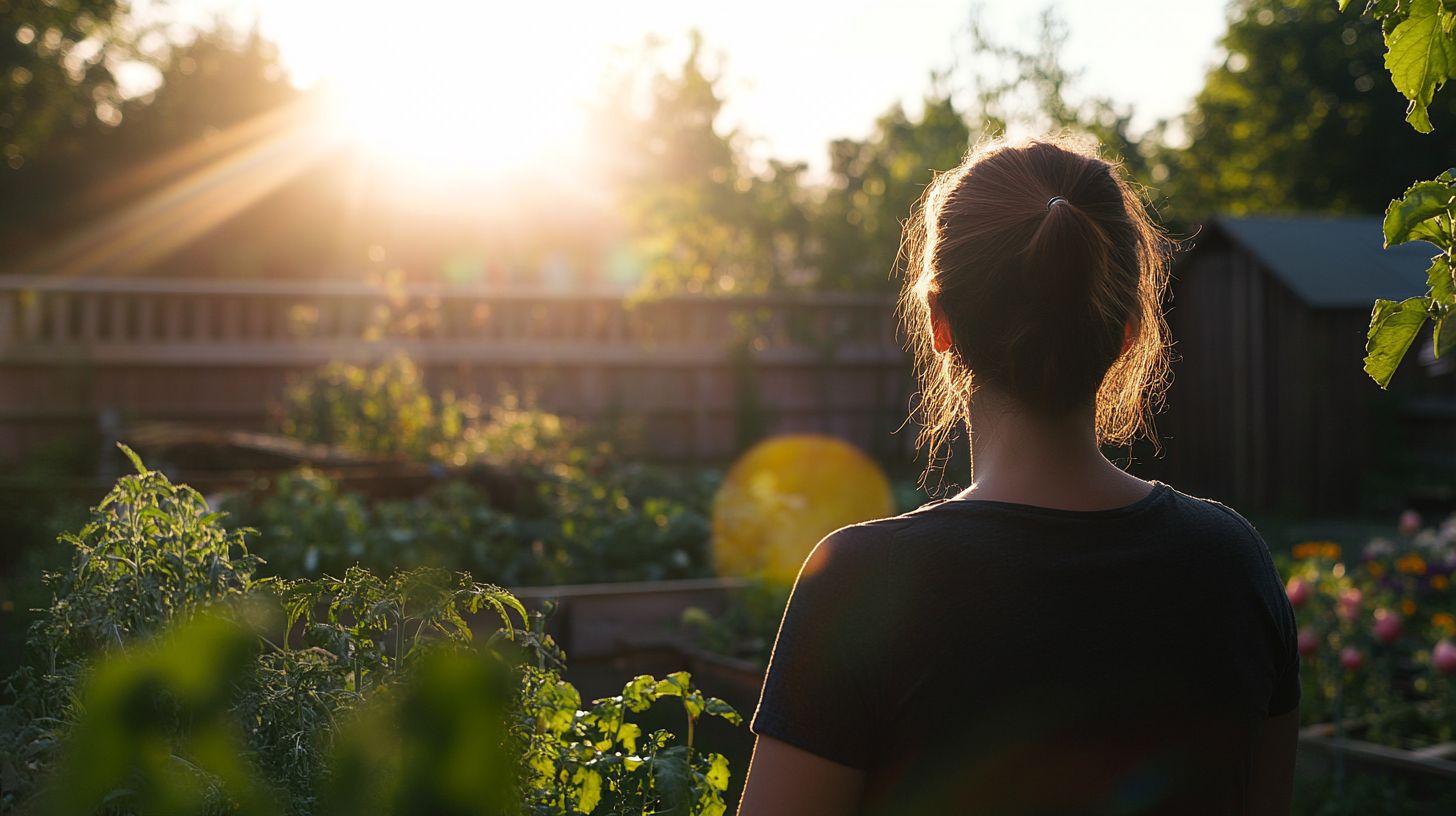 Een Vrouw Begint Haar Eerste Moestuin In Haar Achtertuin.