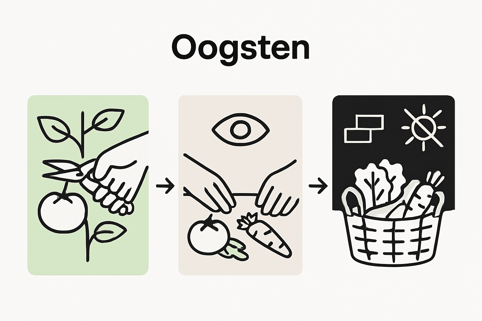 Infographic step-by-step plan for harvesting, checking, storing